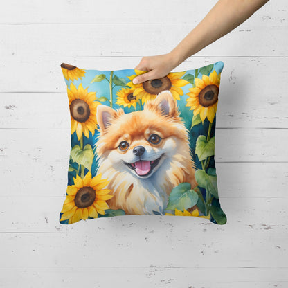 Pomeranian in Sunflowers Throw Pillow - One Color / One Size - Home & Garden - Home Textile - Pillows