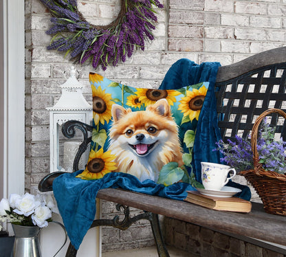 Pomeranian in Sunflowers Throw Pillow - One Color / One Size - Home & Garden - Home Textile - Pillows