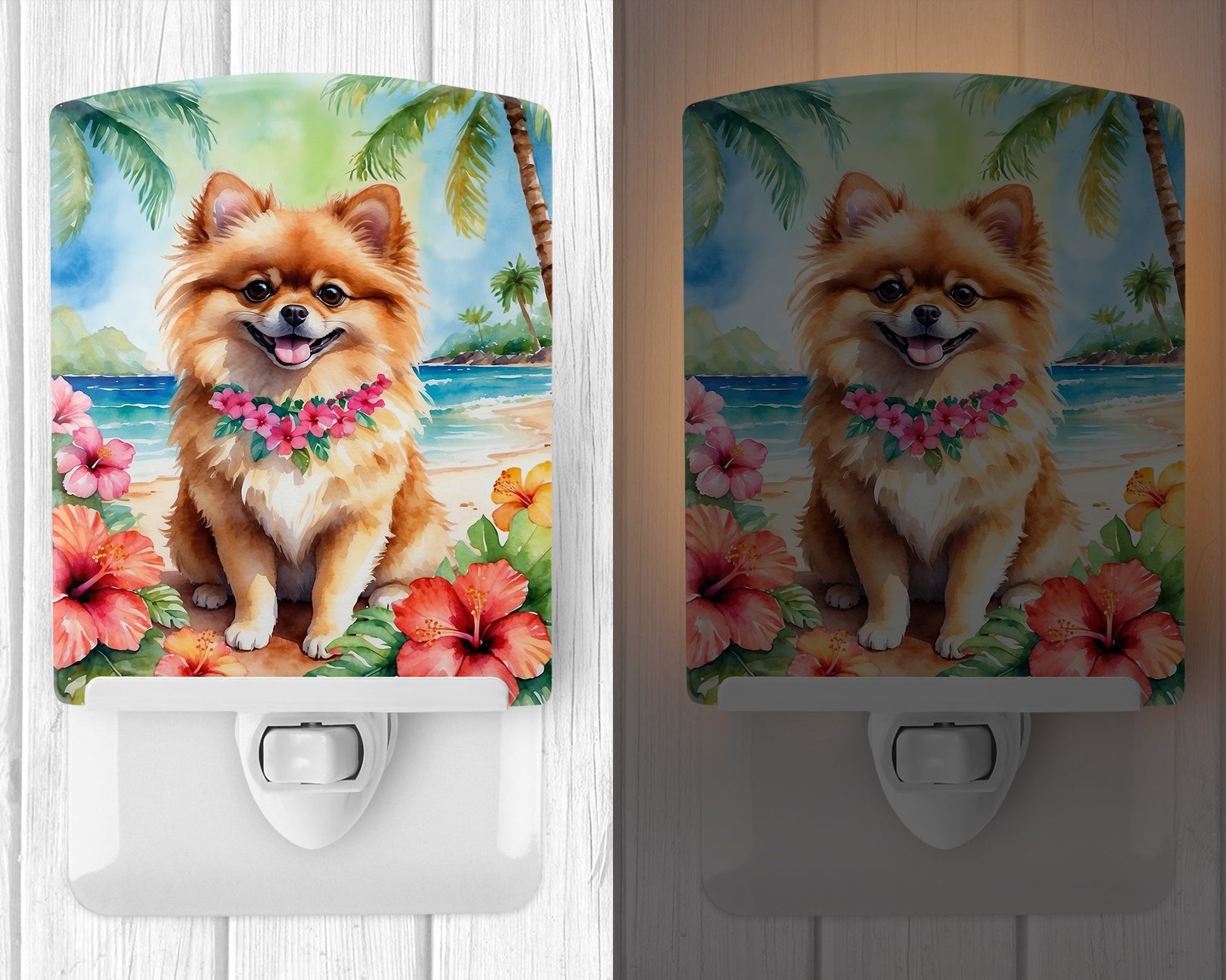 Pomeranian Luau Ceramic Night Light - One Color / One Size - Home & Garden - Home Improvement - Lights & Lighting