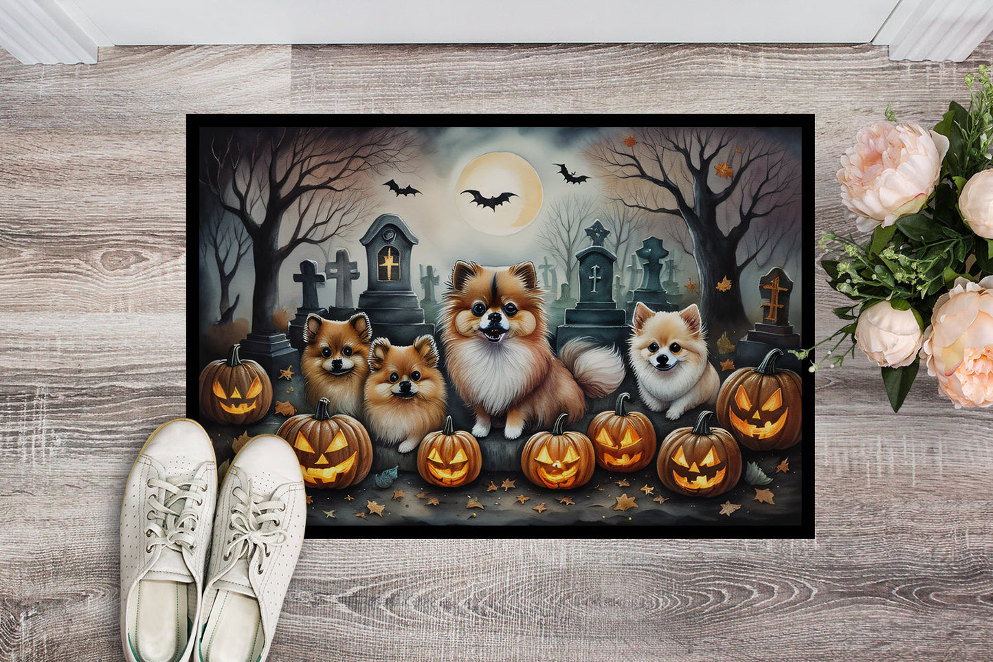 Pomeranian Spooky Halloween Doormat - One Color / One Size - Home & Garden - Home Textile - Carpets & Rugs