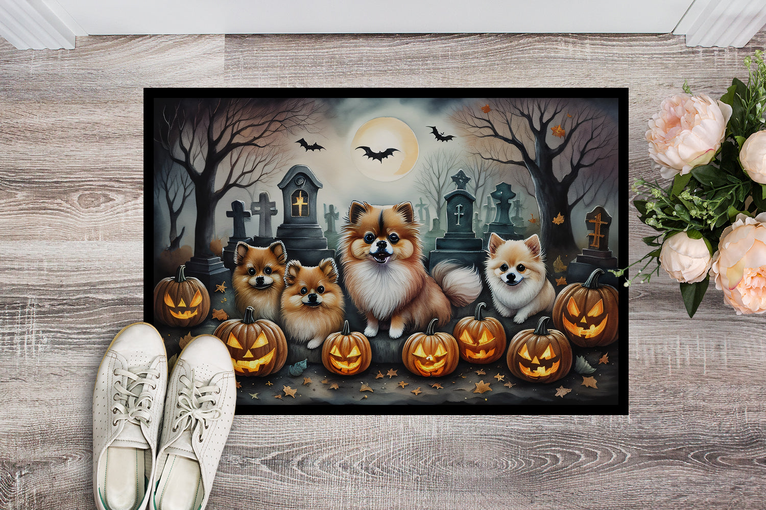 Pomeranian Spooky Halloween Doormat - One Color / One Size - Home & Garden - Home Textile - Carpets & Rugs