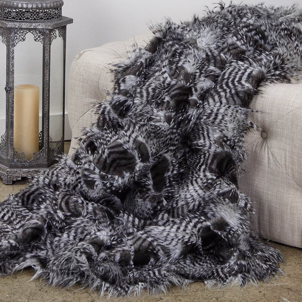 Porcupine Grey and Silver Faux Fur Luxury Throw Blanket - Home & Garden - Home Textile - Bedding