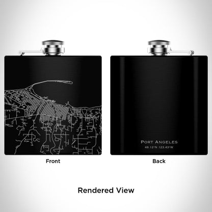 Port Angeles - Washington Map Hip Flask in Matte Black - Drinkware