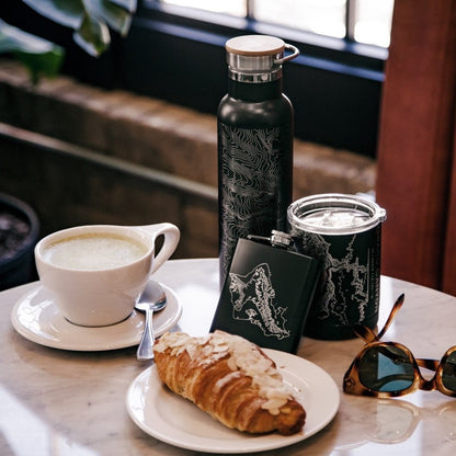 Portland - Oregon Map Bottle with Bamboo Top in Matte Black - Drinkware