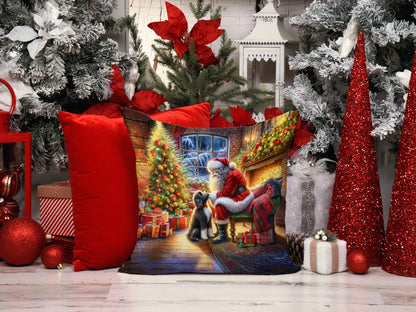 Portuguese Water Dog and Santa Claus Throw Pillow - One Color / One Size - Home & Garden - Home Textile - Pillows