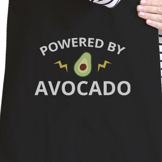 Powered by Avocado Black Reusable Canvas Tote Cute Graphic Tote Bag - One Color / One Size - Bags & Luggage - Women’s