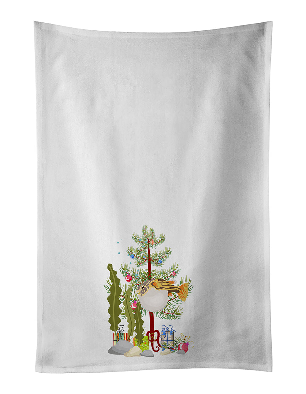 Puffer Fish Merry Christmas Kitchen Towel Set of 2 - One Color / One Size - Home & Garden - Home Textile - Towels