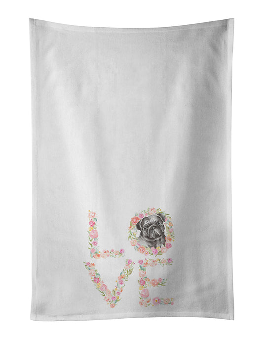 Pug #4 LOVE Kitchen Towel Set of 2 - One Color / One Size - Home & Garden - Home Textile - Towels