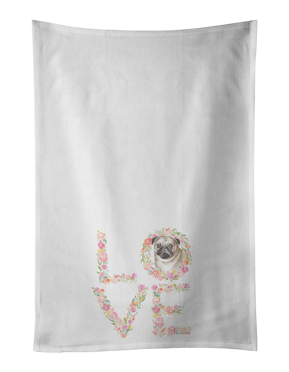 Pug #6 LOVE Kitchen Towel Set of 2 - One Color / One Size - Home & Garden - Home Textile - Towels