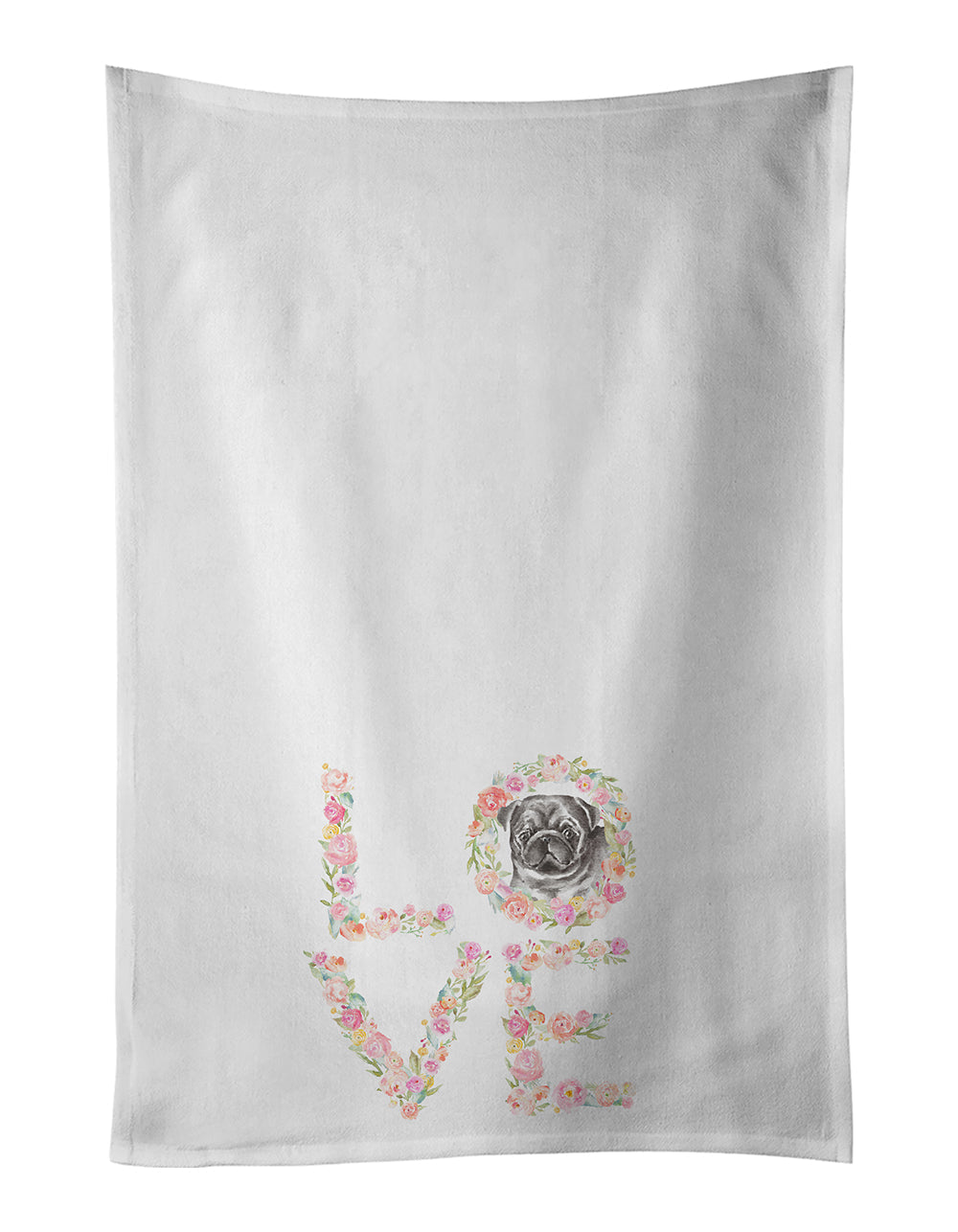 Pug #8 LOVE Kitchen Towel Set of 2 - One Color / One Size - Home & Garden - Home Textile - Towels