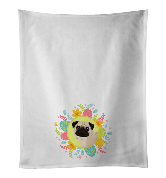 Pug Easter Kitchen Towel Set of 2 - One Color / One Size - Home & Garden - Home Textile - Towels