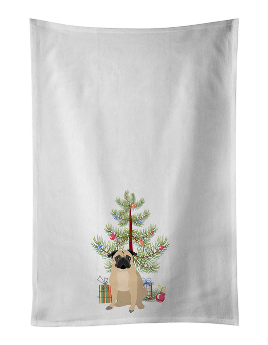 Pug Fawn #1 Christmas Kitchen Towel Set of 2 - One Color / One Size - Home & Garden - Home Textile - Towels