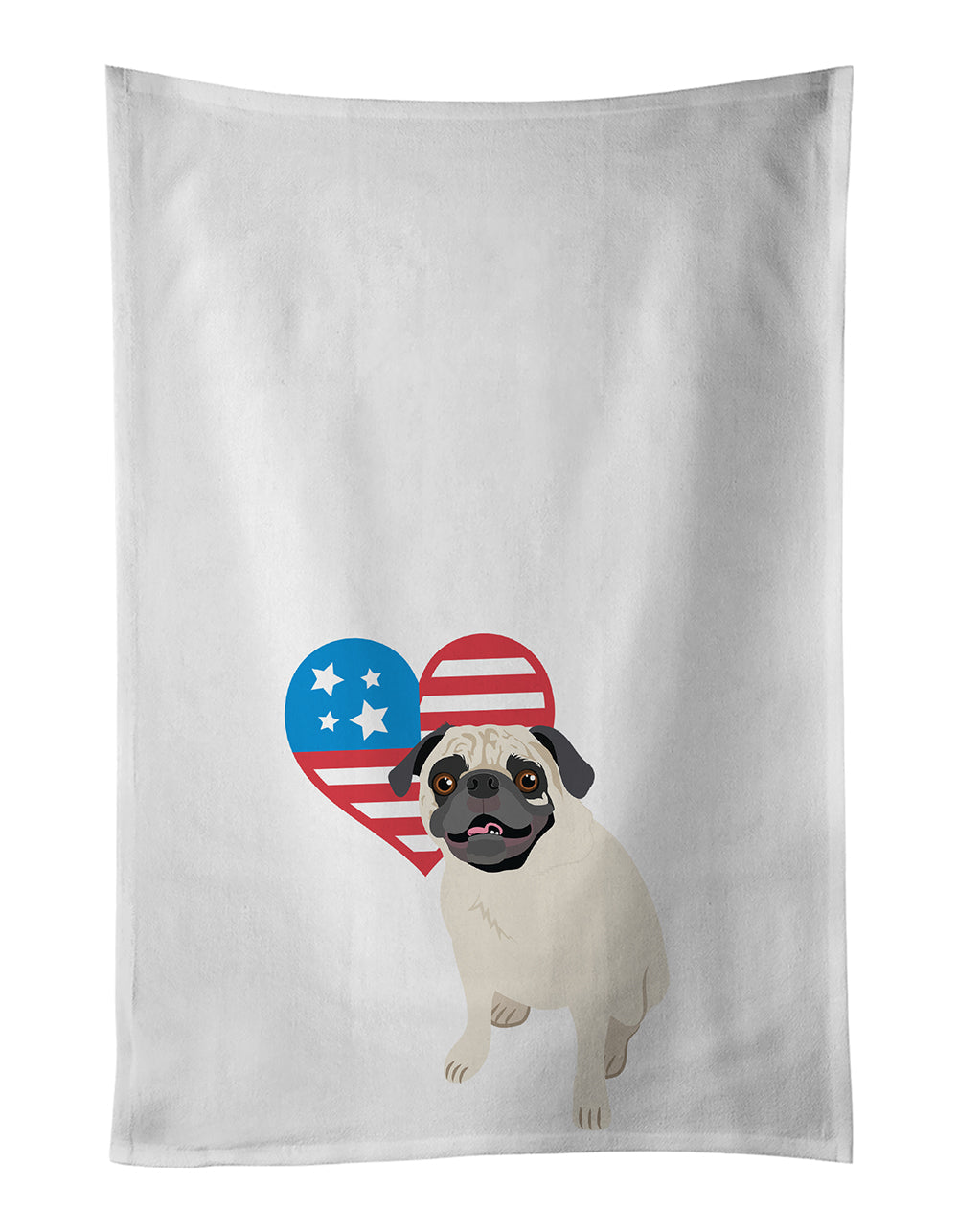 Pug Fawn #2 Patriotic Kitchen Towel Set of 2 - One Color / One Size - Home & Garden - Home Textile - Towels
