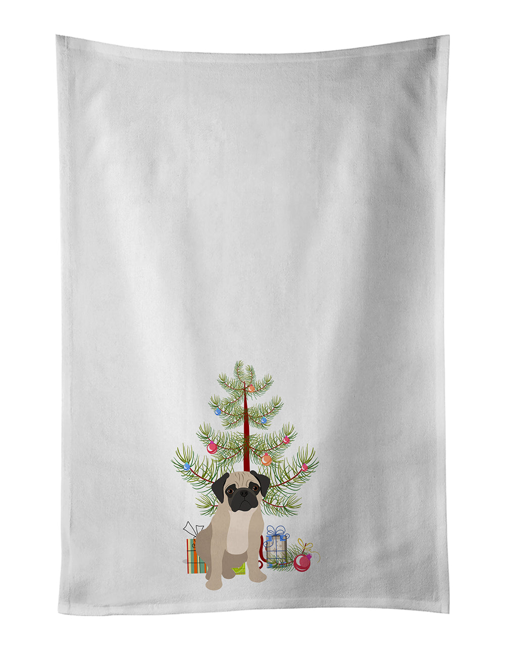 Pug Fawn #3 Christmas Kitchen Towel Set of 2 - One Color / One Size - Home & Garden - Home Textile - Towels