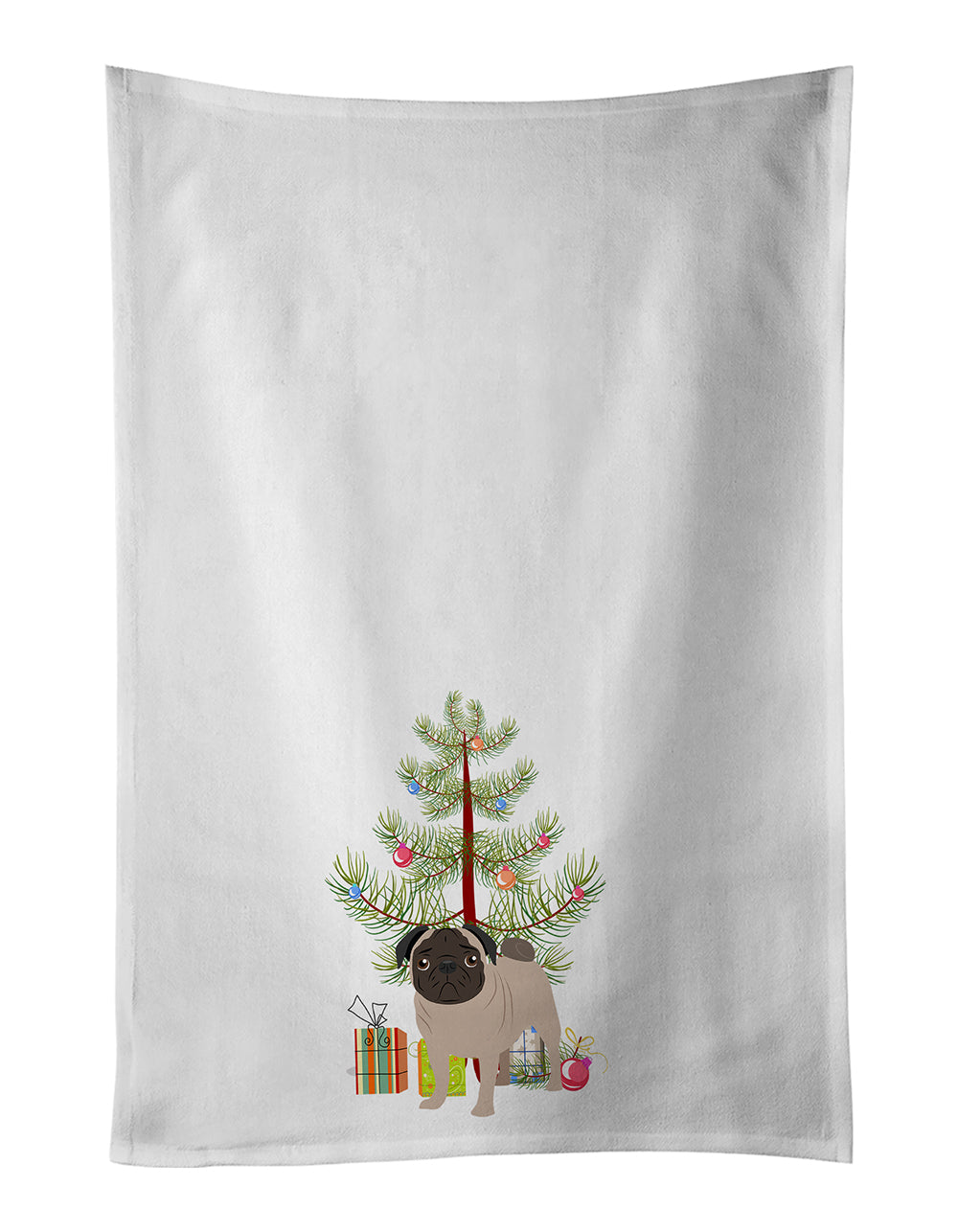 Pug Fawn #4 Christmas Kitchen Towel Set of 2 - One Color / One Size - Home & Garden - Home Textile - Towels