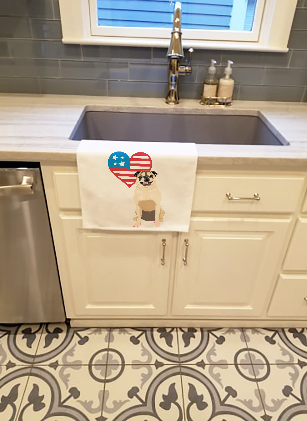 Pug Fawn #5 Patriotic Kitchen Towel Set of 2 - One Color / One Size - Home & Garden - Home Textile - Towels