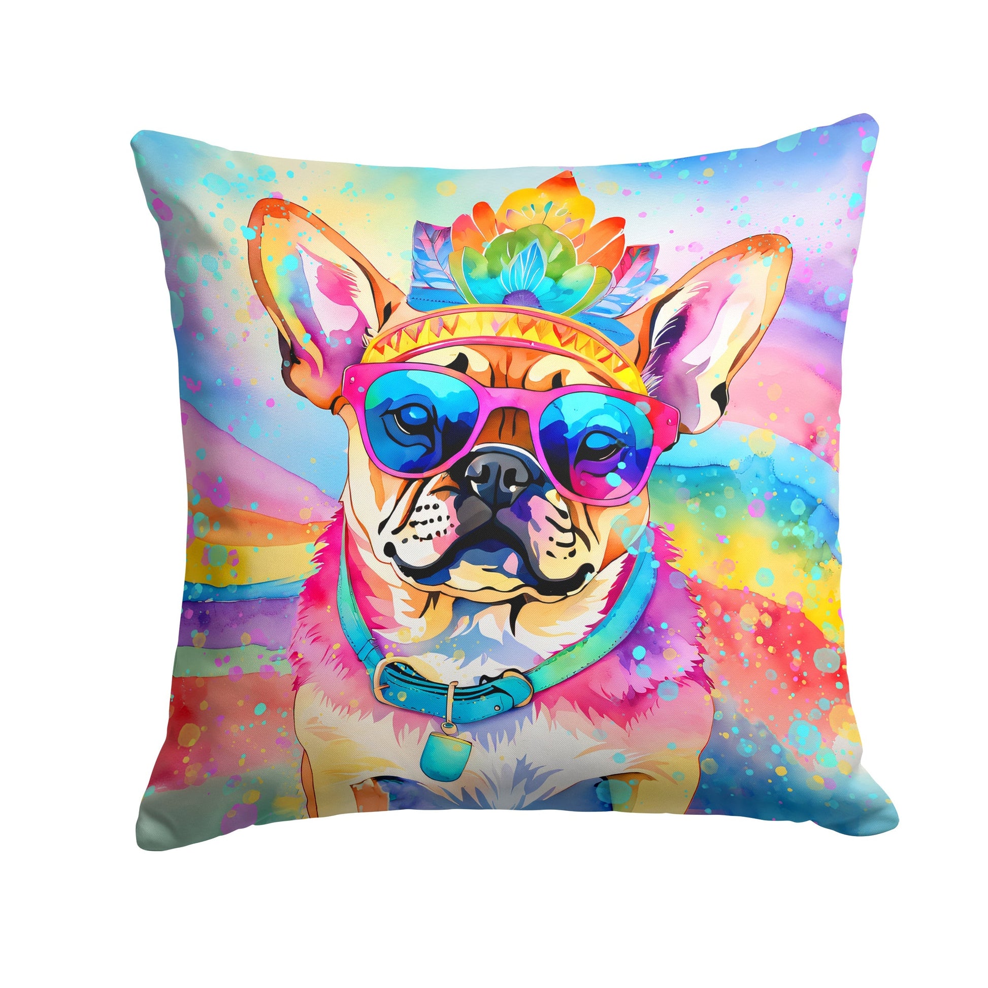 Pug Hippie Dawg Throw Pillow - One Color / One Size - Home & Garden - Home Textile - Pillows