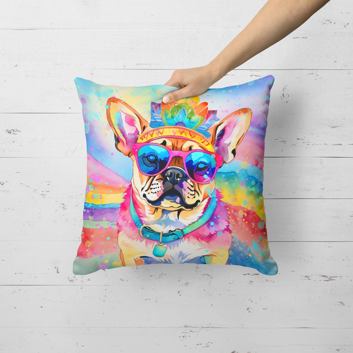 Pug Hippie Dawg Throw Pillow - One Color / One Size - Home & Garden - Home Textile - Pillows