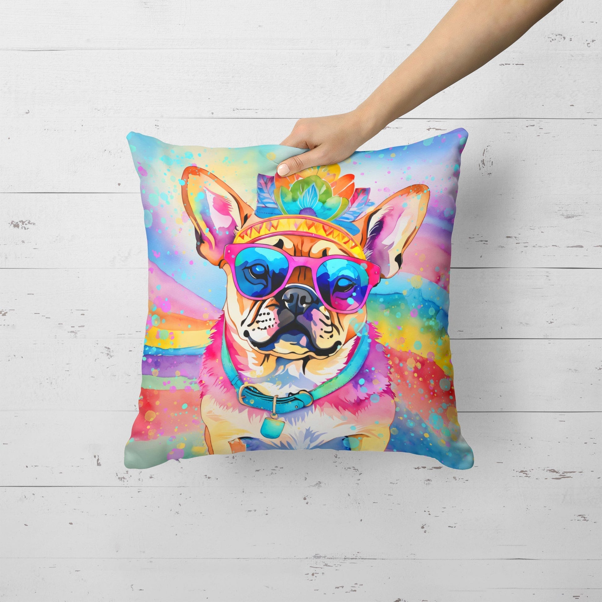 Pug Hippie Dawg Throw Pillow - One Color / One Size - Home & Garden - Home Textile - Pillows