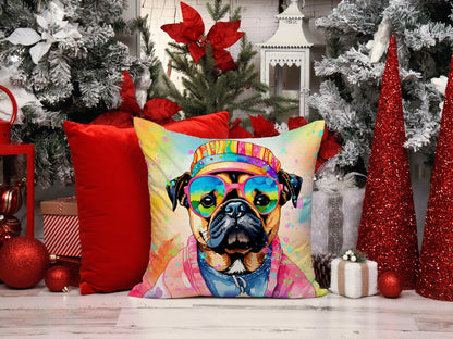 Pug Hippie Dawg Throw Pillow - One Color / One Size - Home & Garden - Home Textile - Pillows