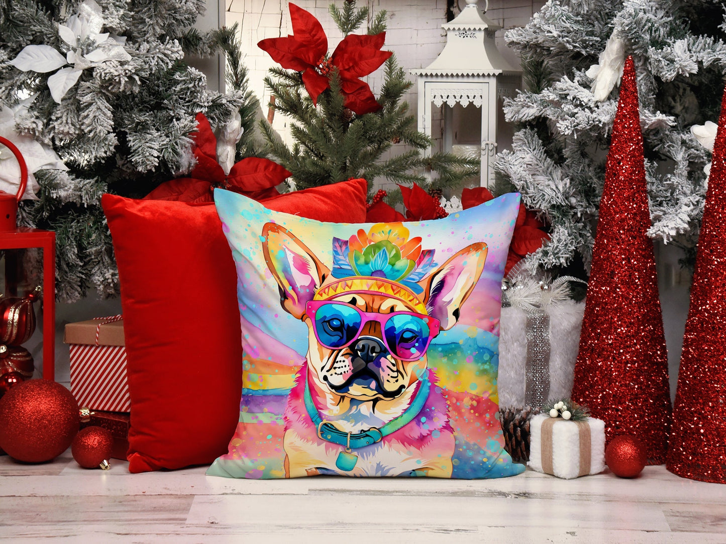 Pug Hippie Dawg Throw Pillow - One Color / One Size - Home & Garden - Home Textile - Pillows