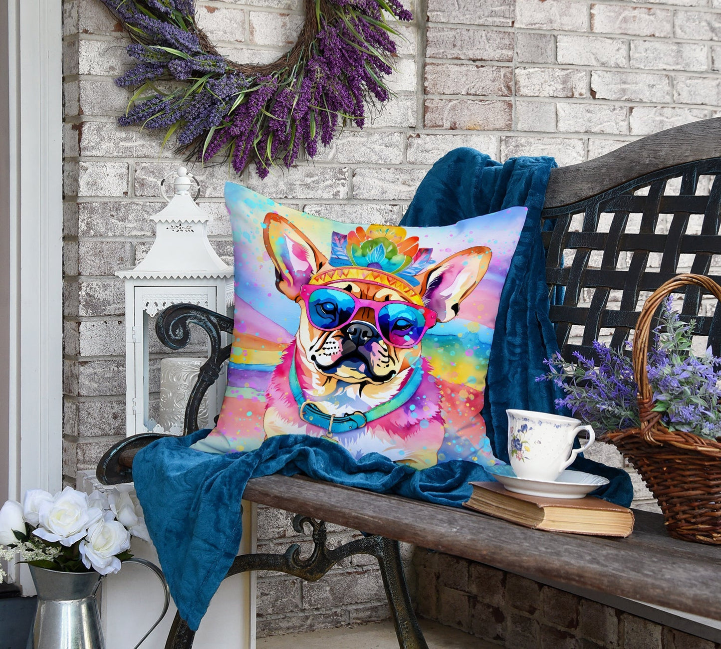 Pug Hippie Dawg Throw Pillow - One Color / One Size - Home & Garden - Home Textile - Pillows