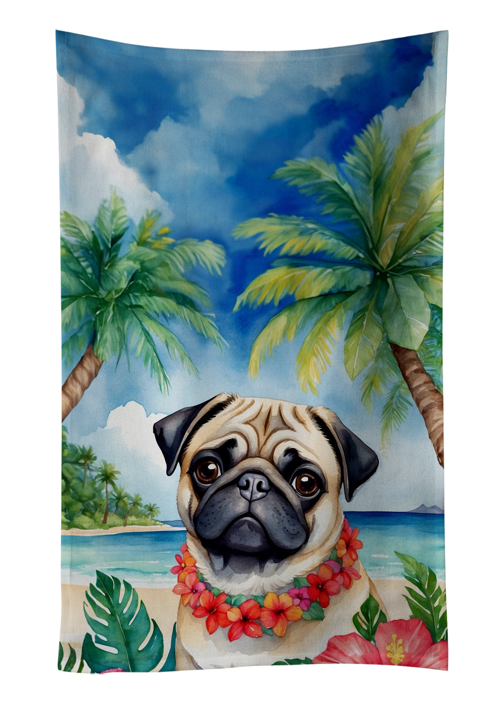 Pug Luau Kitchen Towel - One Color / One Size - Home & Garden - Home Textile - Towels
