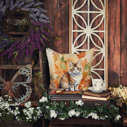 Ragamuffin Cat in Fall Leaves Throw Pillow - One Color / One Size - Home & Garden - Home Textile - Pillows