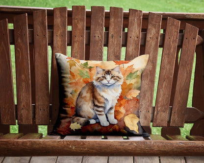 Ragamuffin Cat in Fall Leaves Throw Pillow - One Color / One Size - Home & Garden - Home Textile - Pillows