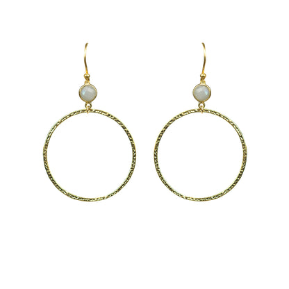 Rainbow Moonstone Bezel Circle Earrings - One Color / One Size - Jewelry & Accessories