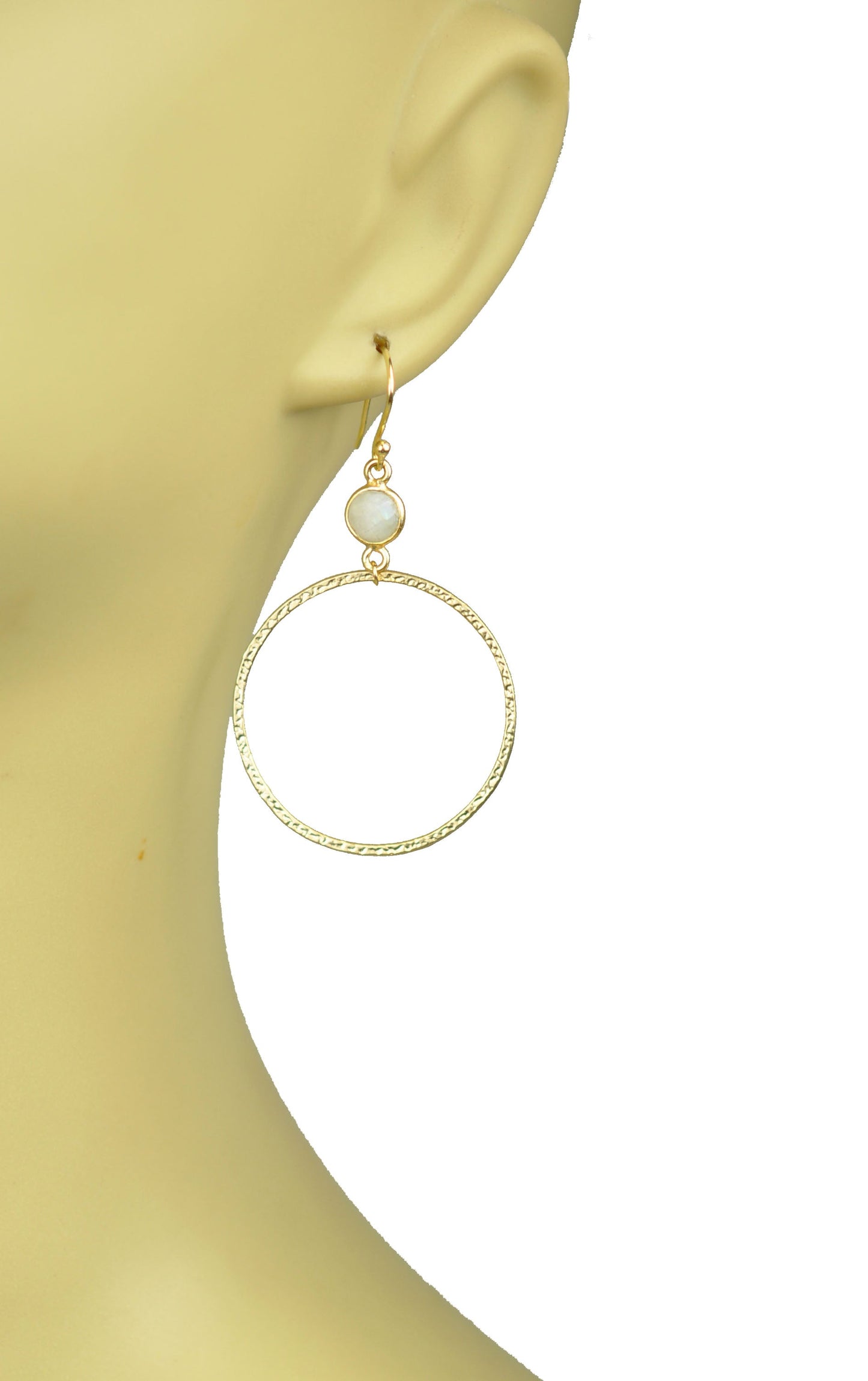 Rainbow Moonstone Bezel Circle Earrings - One Color / One Size - Jewelry & Accessories
