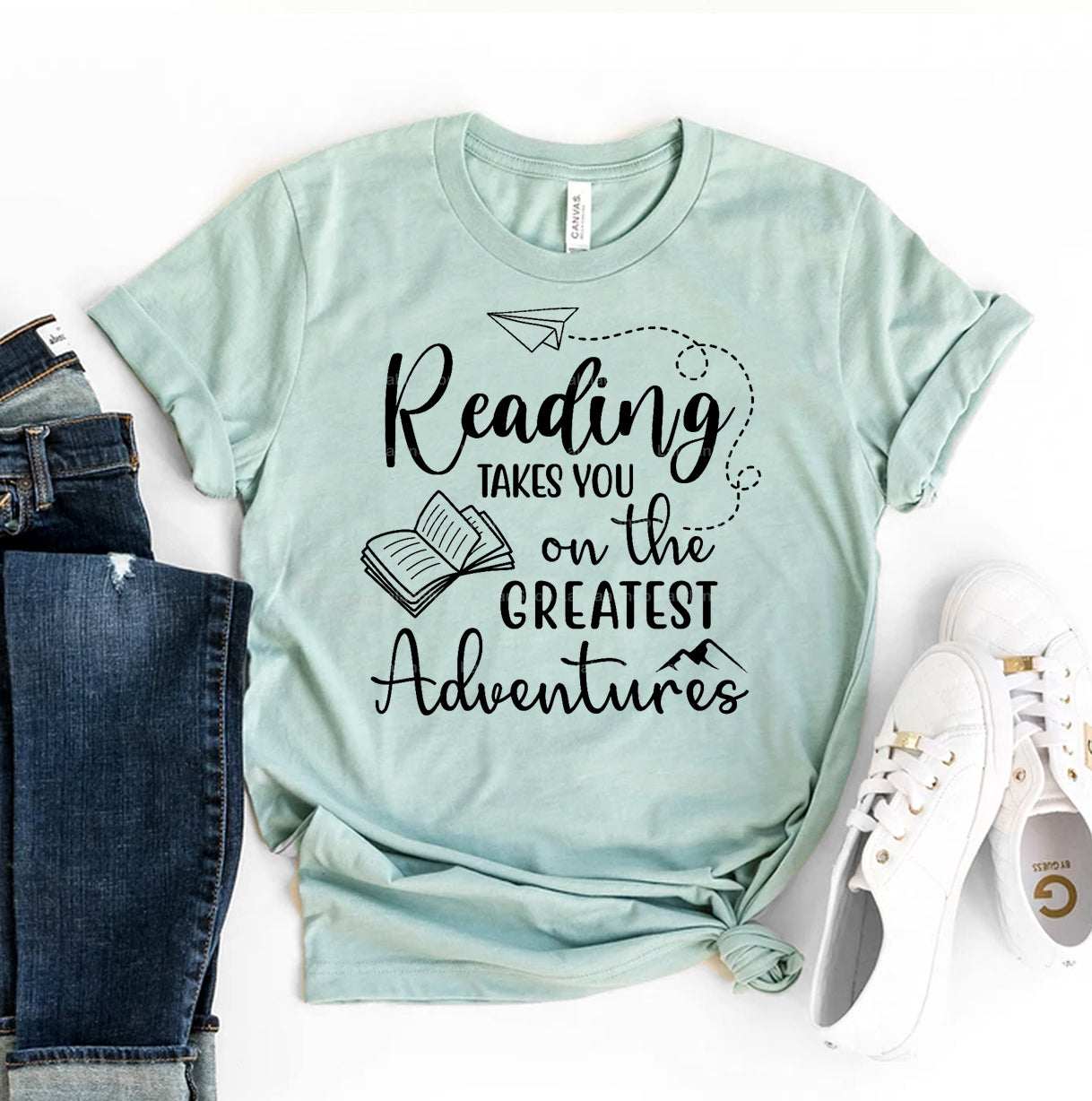 Reading Takes You on the Greatest Adventures T-Shirt - Women’s Fashion - Women’s Clothing - Tops & Tees - T-Shirts