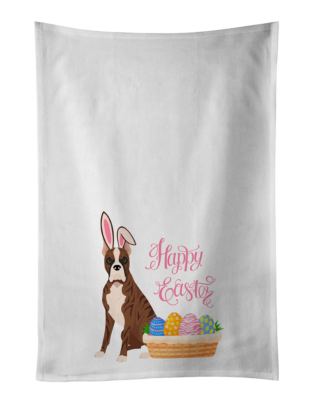 Red Brindle Boxer Easter Kitchen Towel Set of 2 - One Color / One Size - Home & Garden - Home Textile - Towels