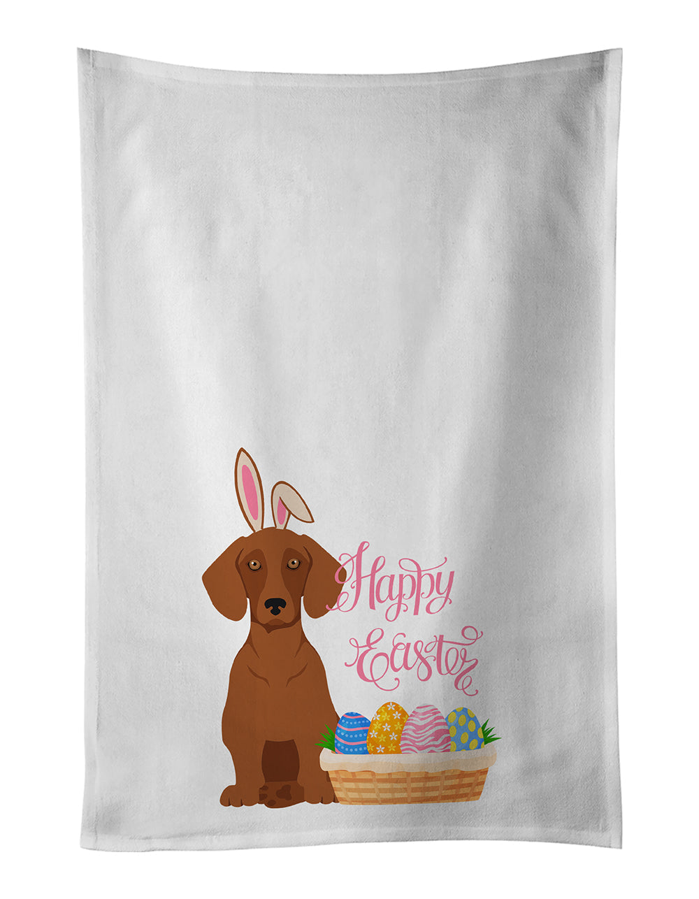 Red Dachshund Easter Kitchen Towel Set of 2 - One Color / One Size - Home & Garden - Home Textile - Towels