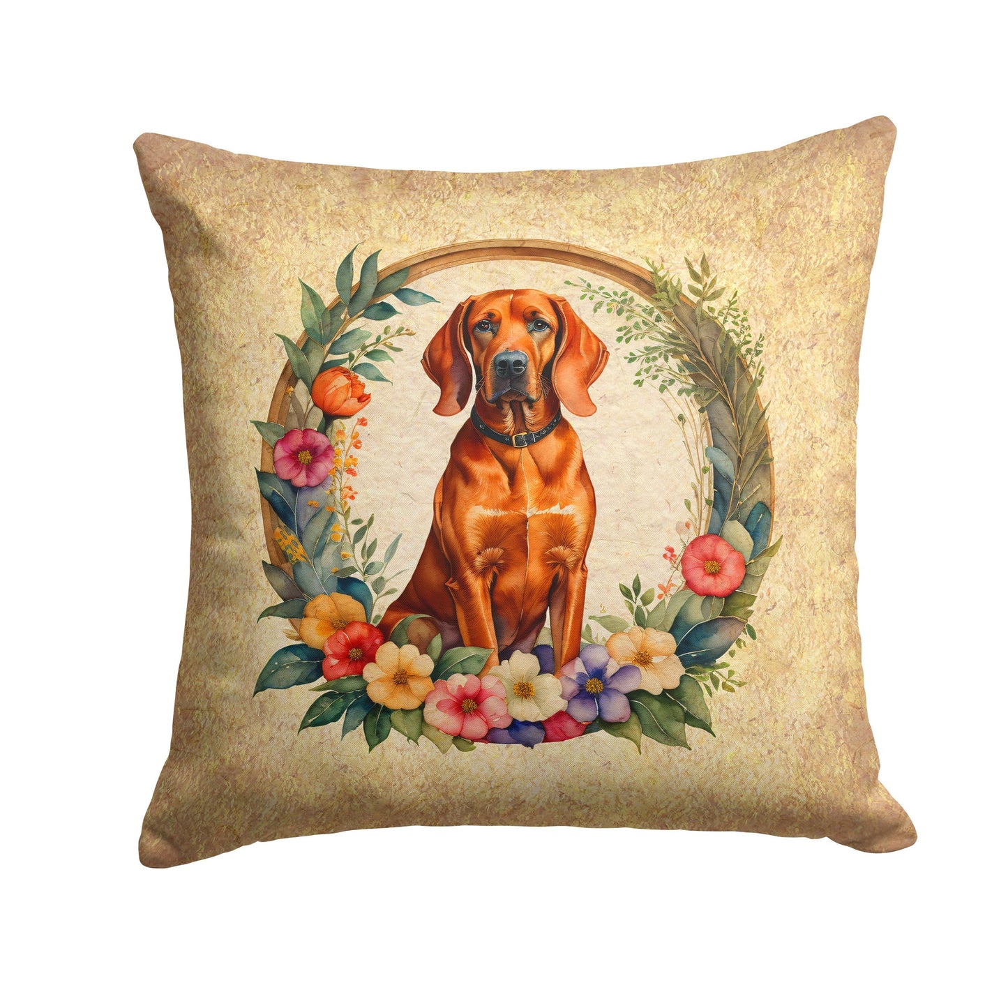 Redbone Coonhound and Flowers Throw Pillow - One Color / One Size - Home & Garden - Home Textile - Pillows