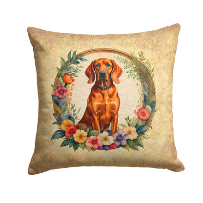 Redbone Coonhound and Flowers Throw Pillow - One Color / One Size - Home & Garden - Home Textile - Pillows