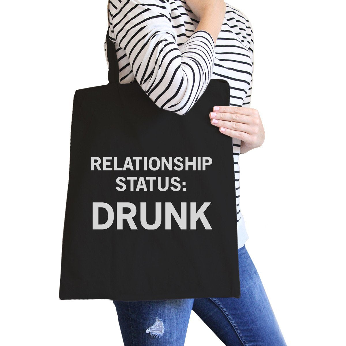Relationship Status Black Canvas Grocery Bag Funny Graphic Tote - One Color / One Size - Bags & Luggage - Women’s Bags