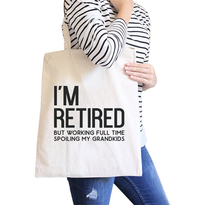 Retired Grandkids Heavy Cotton Canvas Bag Tote Shoulder Hand Bags - Bags & Luggage - Women’s Bags