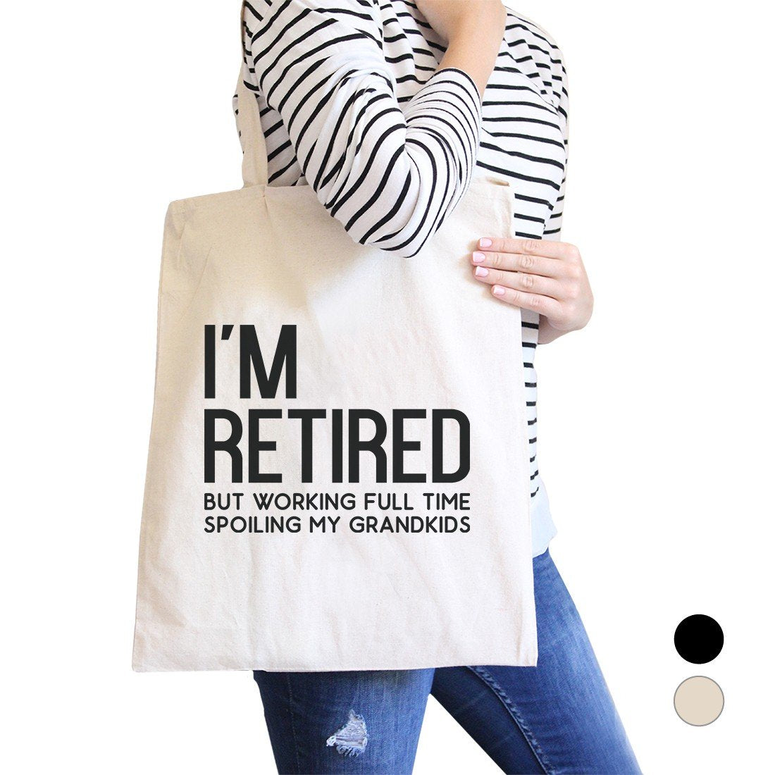 Retired Grandkids Heavy Cotton Canvas Bag Tote Shoulder Hand Bags - Bags & Luggage - Women’s Bags