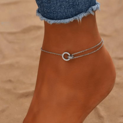 Rhinestone Detail Double Layered Anklet Ankle Bracelet - One Color / One Size - Jewelry & Accessories - Jewelry Sets &