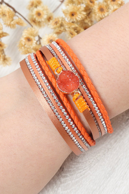 Rhinestone Encrusted Druzy Wrap Bracelet - Jewelry & Accessories - Bracelets & Bangles - Wrap Bracelets