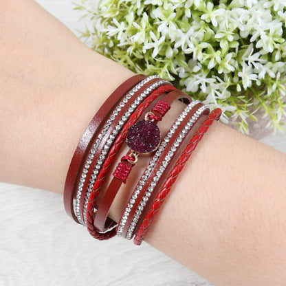 Rhinestone Encrusted Druzy Wrap Bracelet - Jewelry & Accessories - Bracelets & Bangles - Wrap Bracelets
