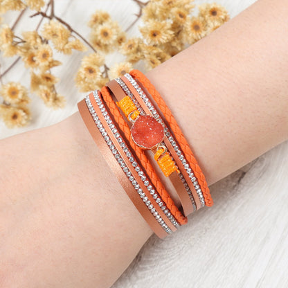Rhinestone Encrusted Druzy Wrap Bracelet - Jewelry & Accessories - Bracelets & Bangles - Wrap Bracelets
