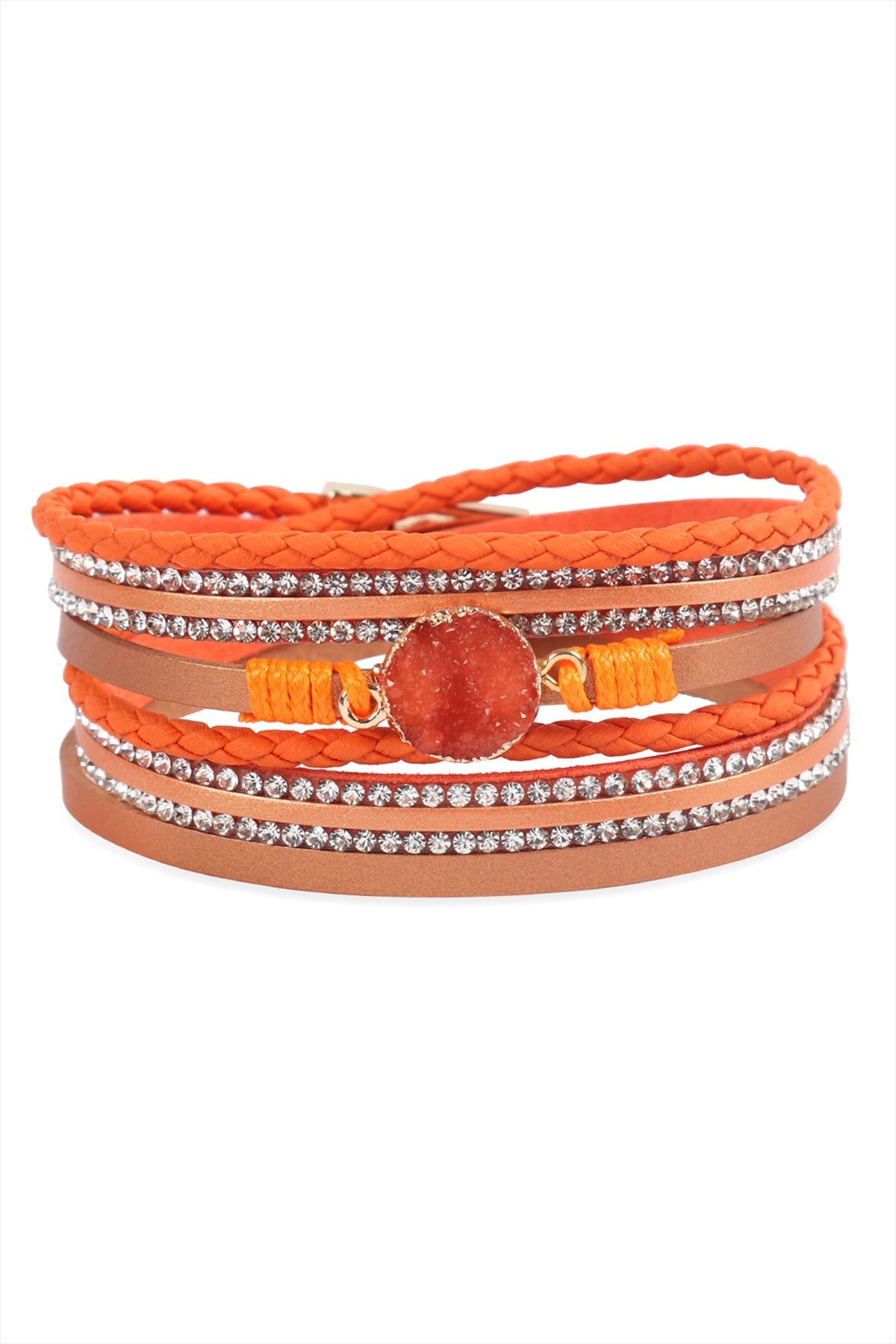 Rhinestone Encrusted Druzy Wrap Bracelet - ORANGE - Jewelry & Accessories - Bracelets & Bangles - Wrap Bracelets