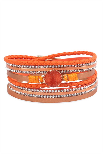 Rhinestone Encrusted Druzy Wrap Bracelet - ORANGE - Jewelry & Accessories - Bracelets & Bangles - Wrap Bracelets
