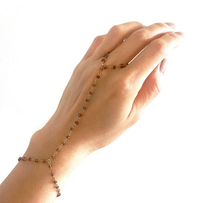 Rhodolite Garnet Hand Chain Bracelet - One Color / One Size - Jewelry & Accessories - Bracelets & Bangles - Chain &