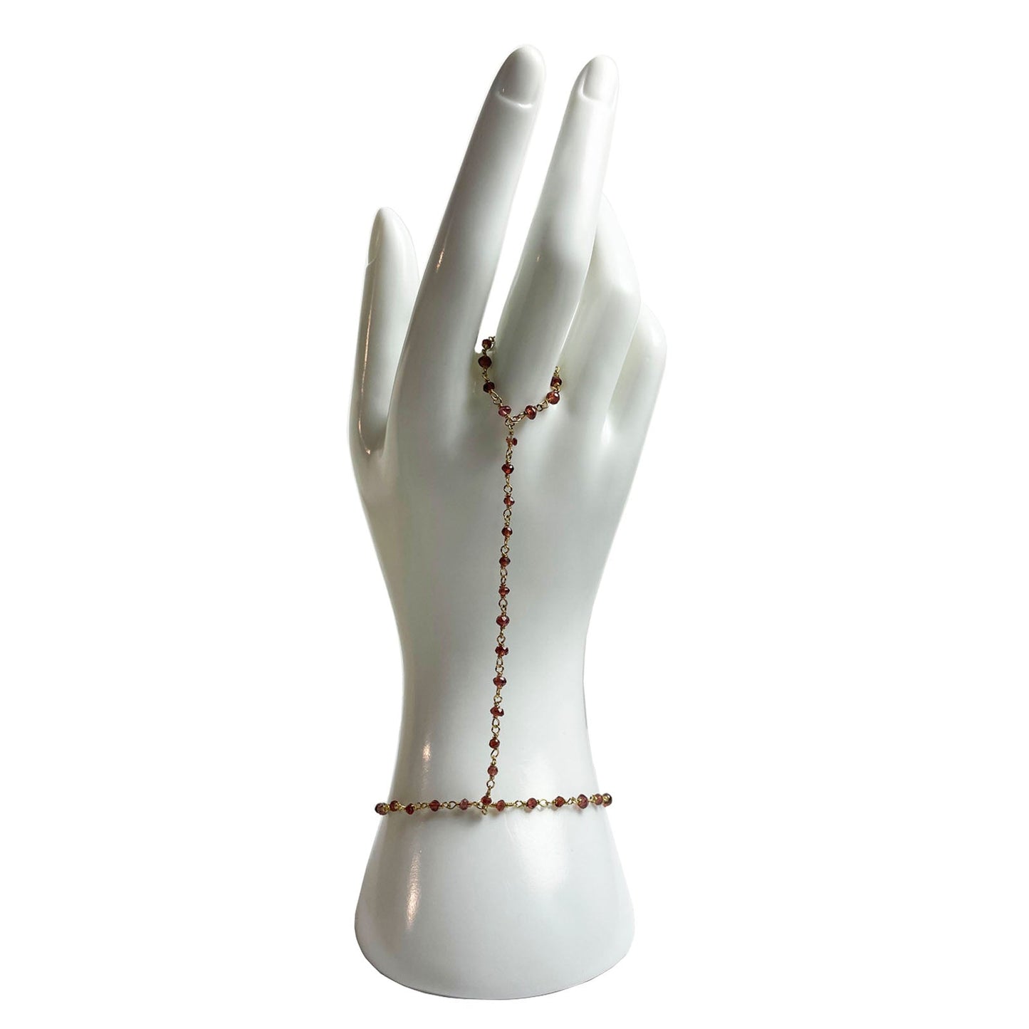 Rhodolite Garnet Hand Chain Bracelet - One Color / One Size - Jewelry & Accessories - Bracelets & Bangles - Chain &
