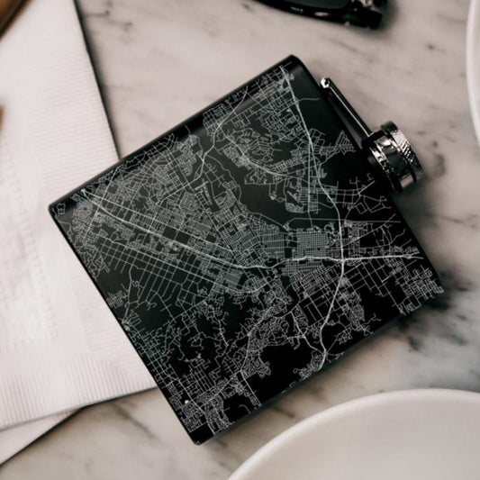 Riverside - California Map Hip Flask in Matte Black - Drinkware