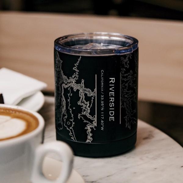 Riverside - California Map Insulated Cup in Matte Black - Drinkware