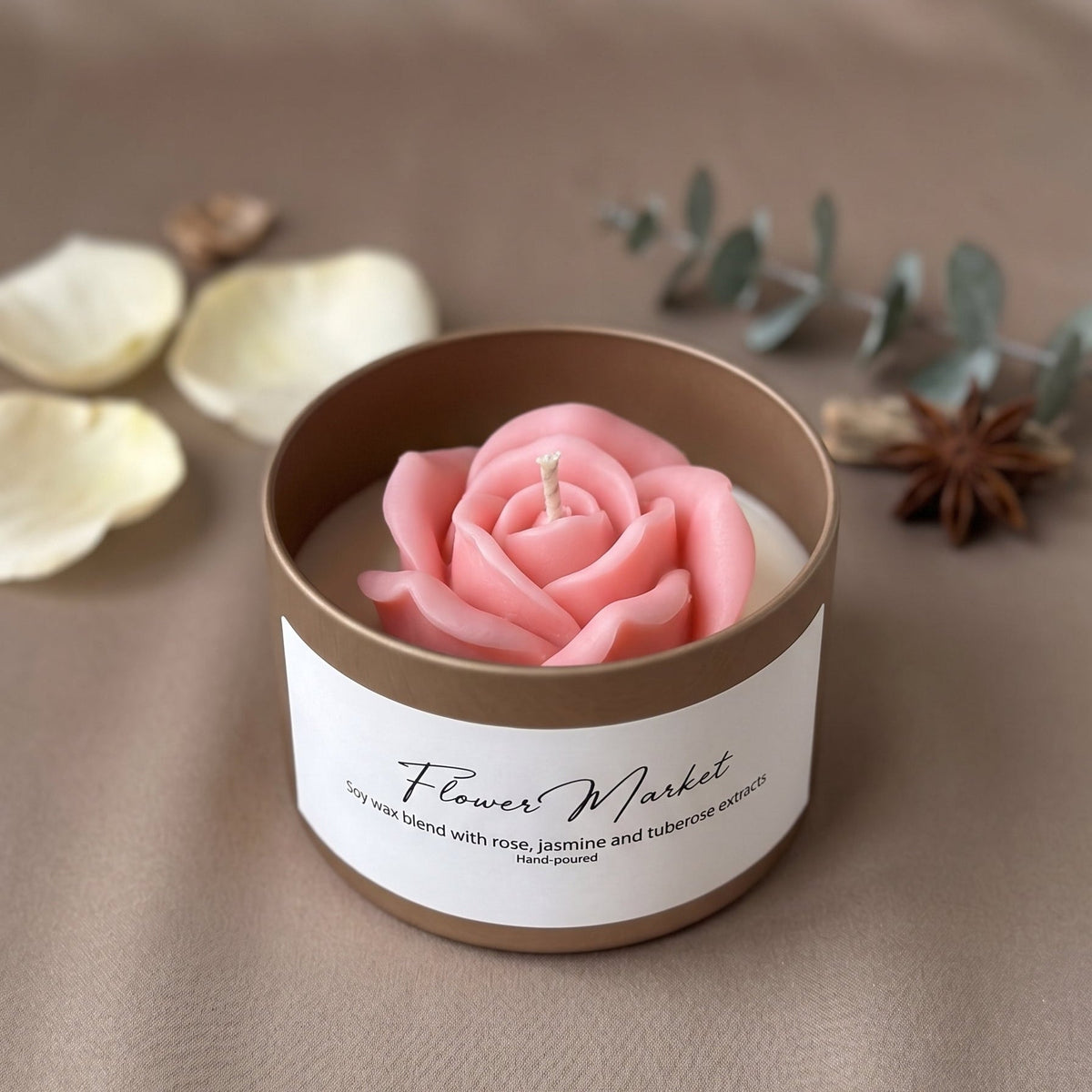 Rose Flower Candle in a Jar - Home & Garden - Home Decor - Candles & Holders